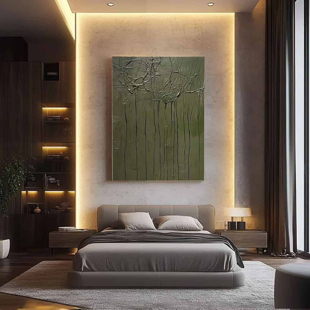GREEN ABSTRACT ART "WEEPING WOODS"