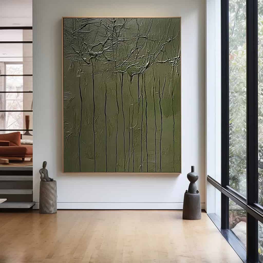 GREEN ABSTRACT ART "WEEPING WOODS"