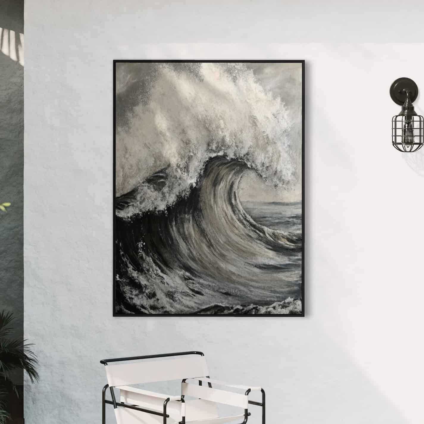 MONOCHROMATIC PAINTING: "GREY WAVES"