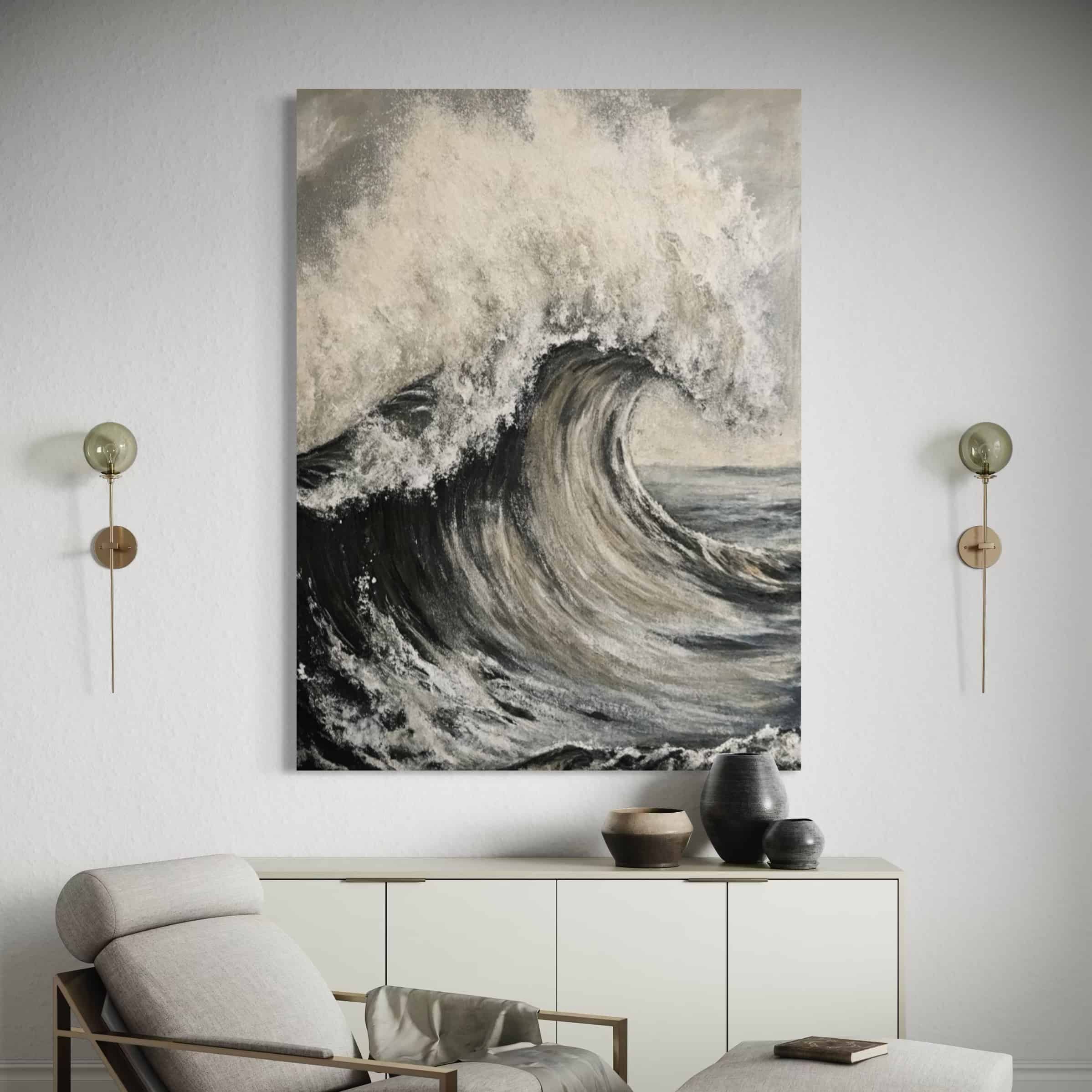 MONOCHROMATIC PAINTING: "GREY WAVES"