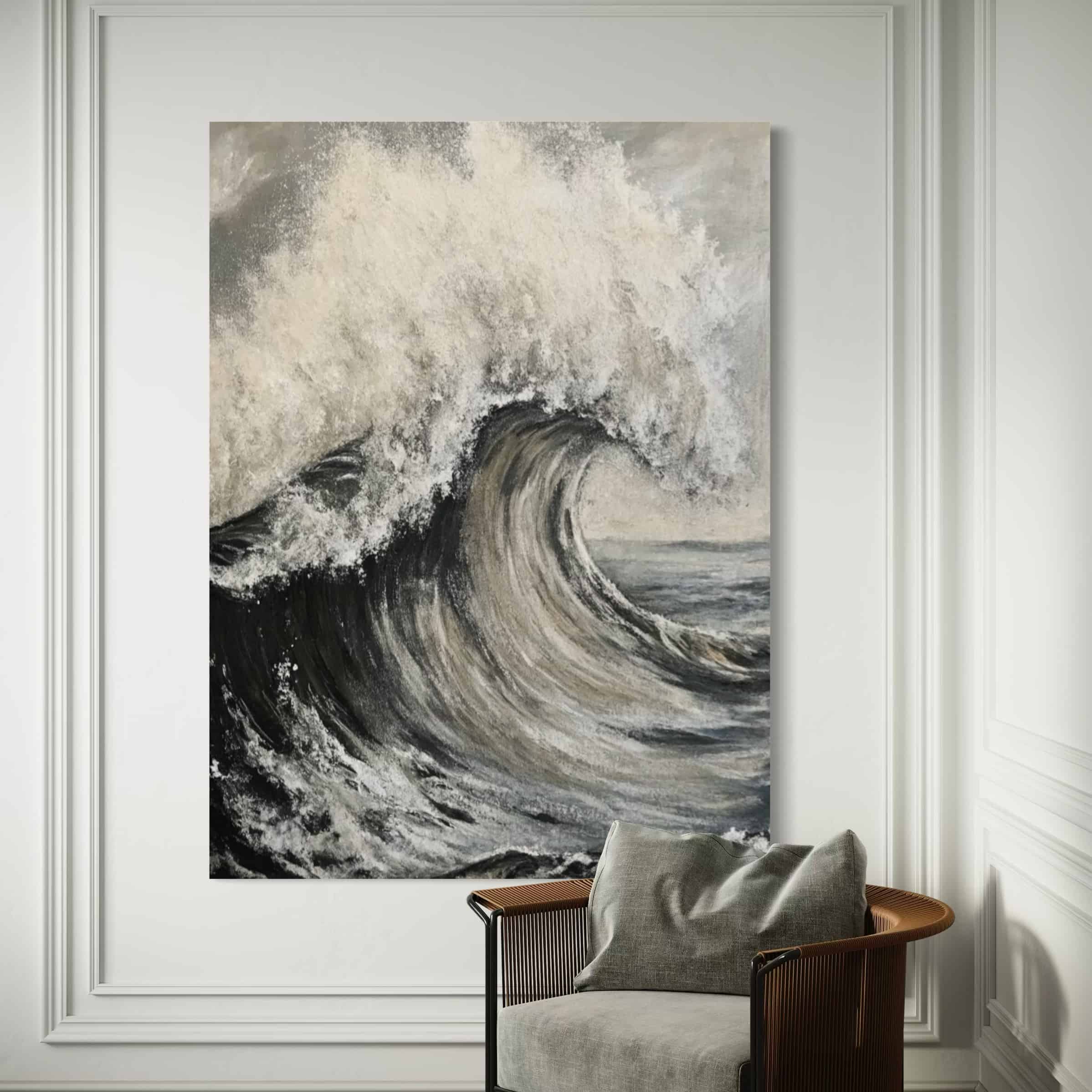 MONOCHROMATIC PAINTING: "GREY WAVES"