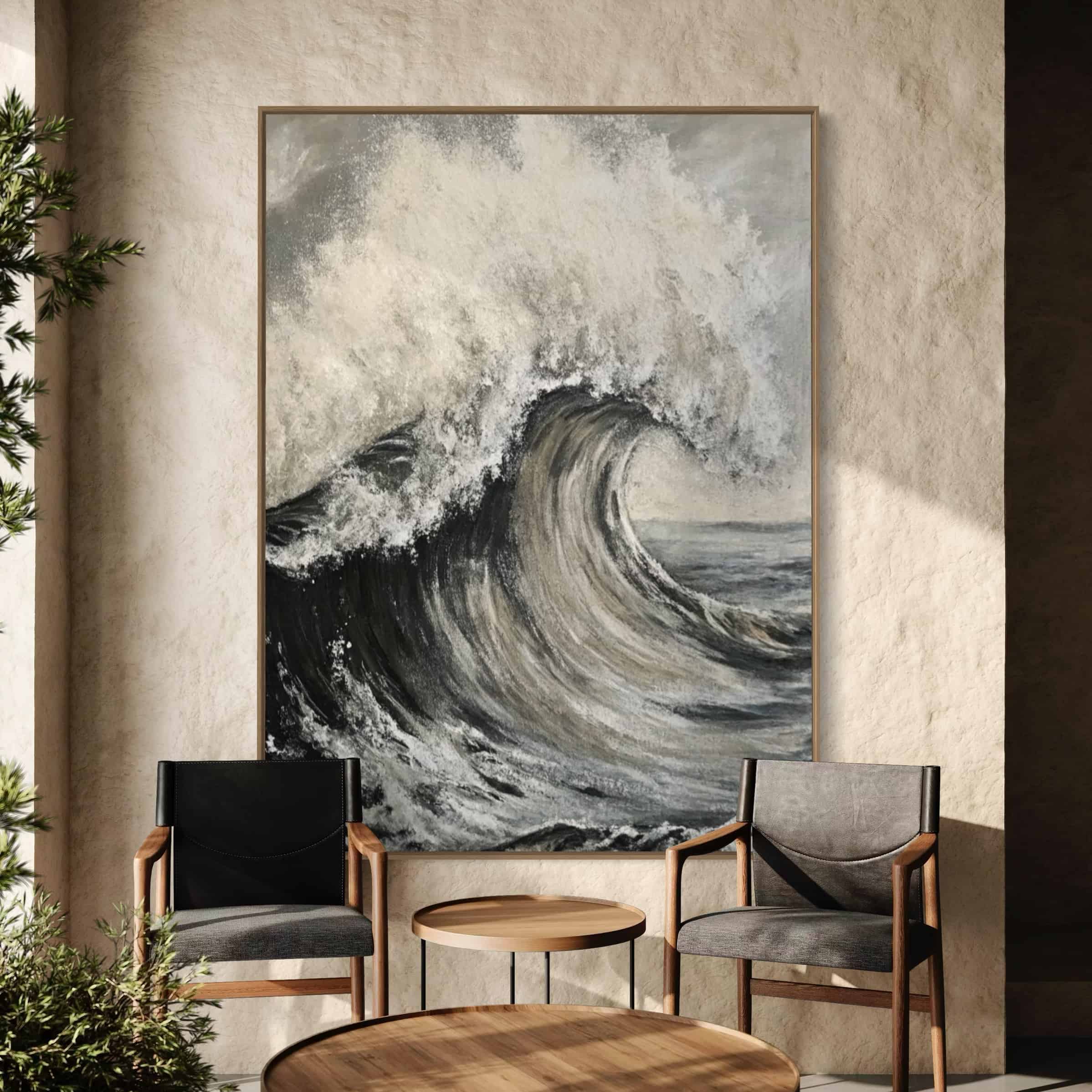 MONOCHROMATIC PAINTING: "GREY WAVES"