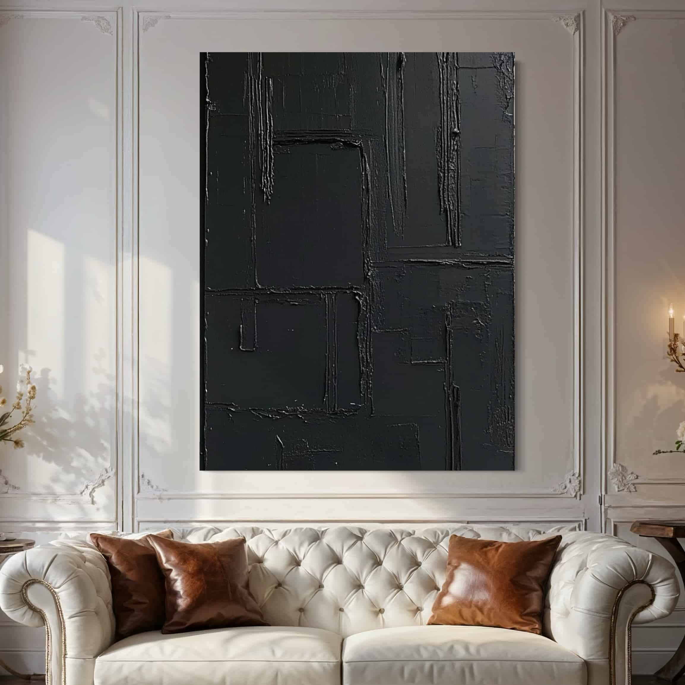 BLACK TEXTURED ART "MIDNIGHT MAZE"
