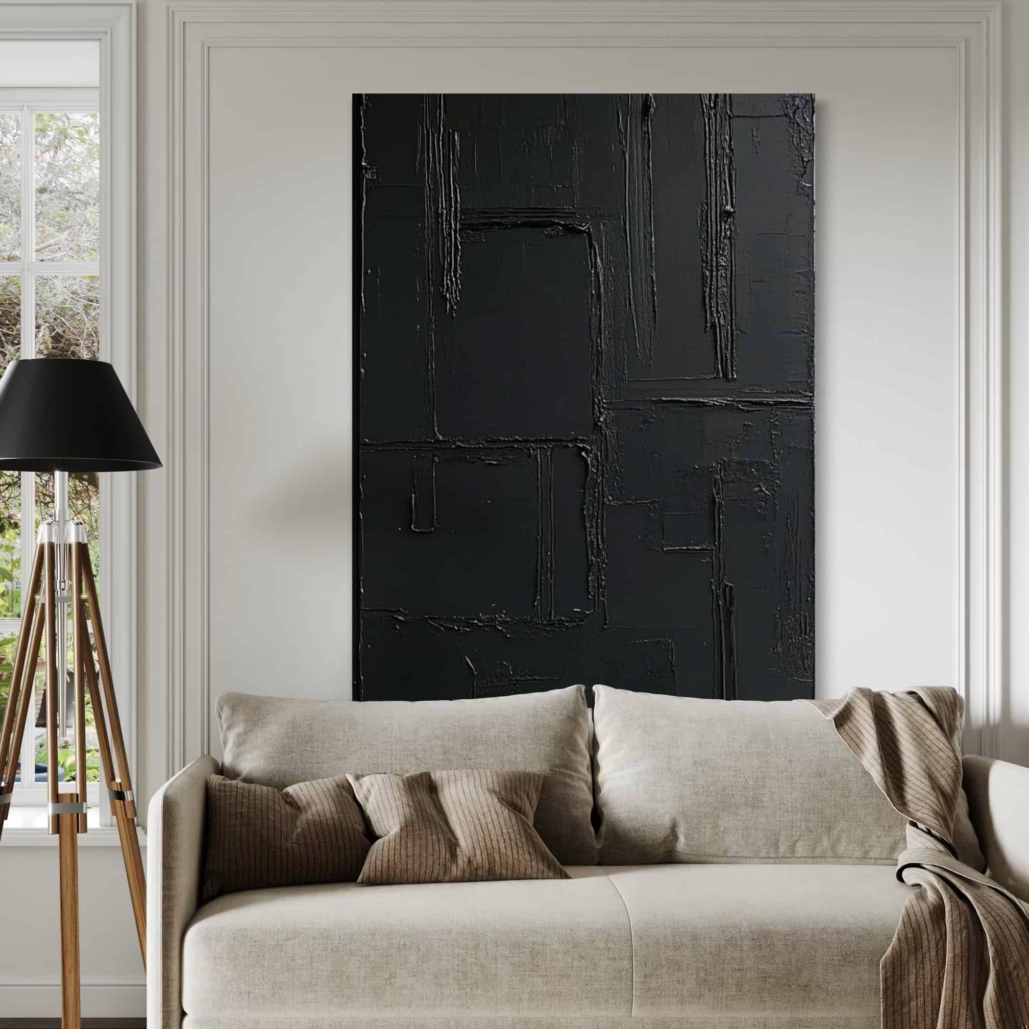 BLACK TEXTURED ART "MIDNIGHT MAZE"