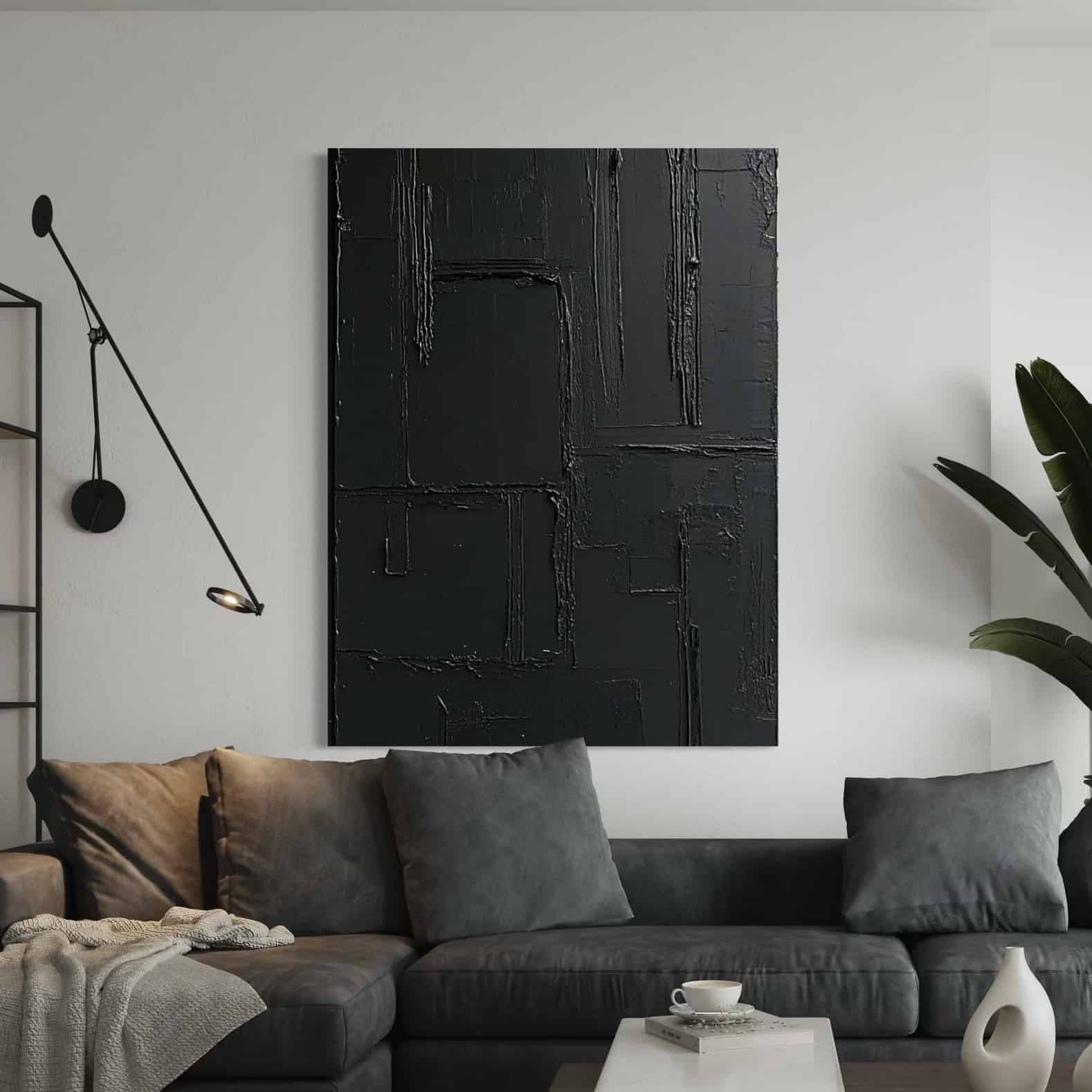 BLACK TEXTURED ART "MIDNIGHT MAZE"
