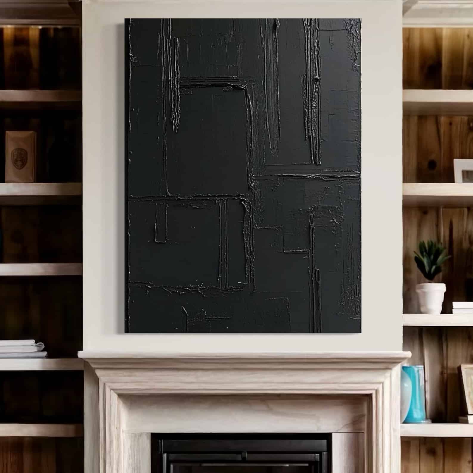 BLACK TEXTURED ART "MIDNIGHT MAZE"