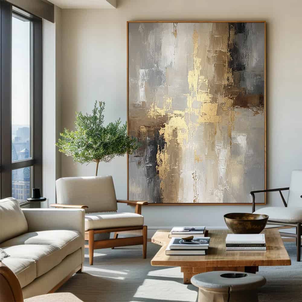 RICH TEXTURED ART "GILDED CASCADE"