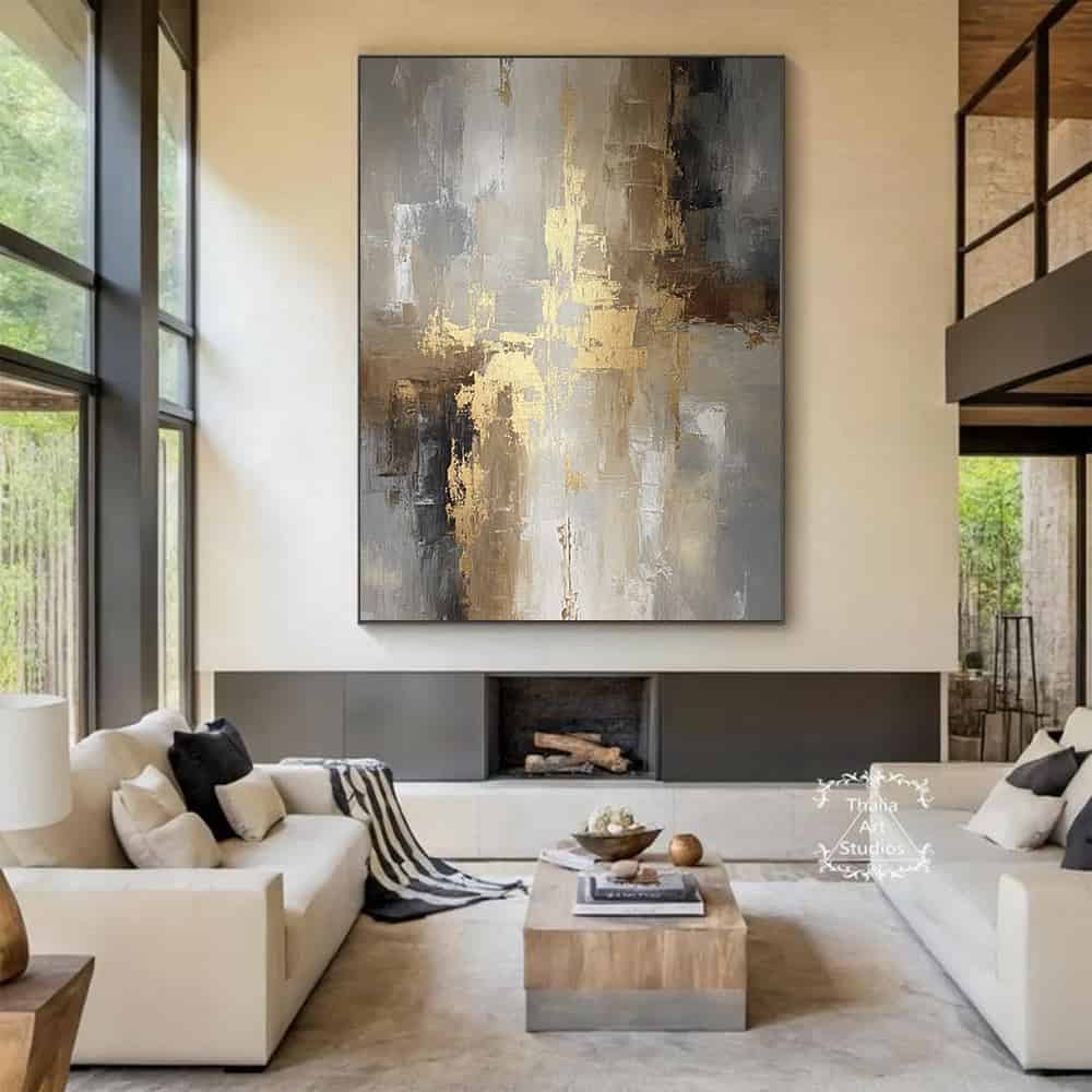 RICH TEXTURED ART "GILDED CASCADE"