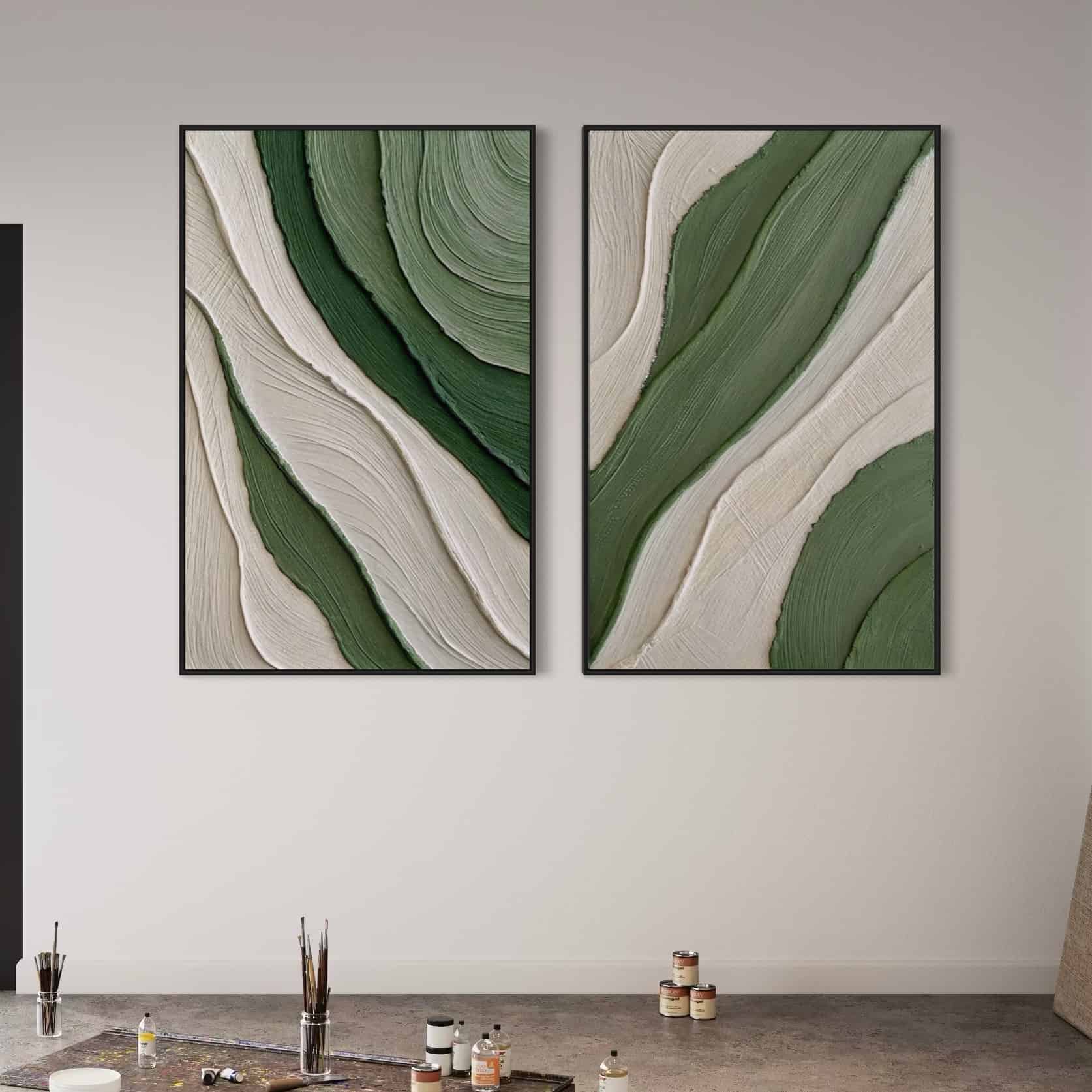 RICH TEXTURED ART "EMERALD FLOW"