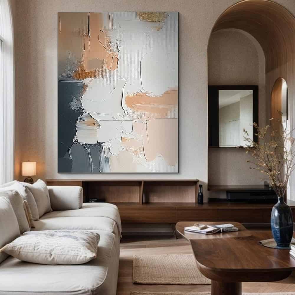TRANSITIONAL ART "STONE AND PETAL"