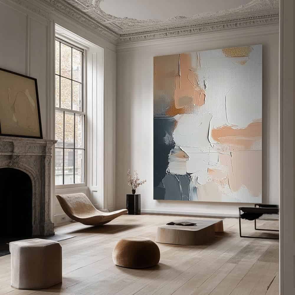 TRANSITIONAL ART "STONE AND PETAL"