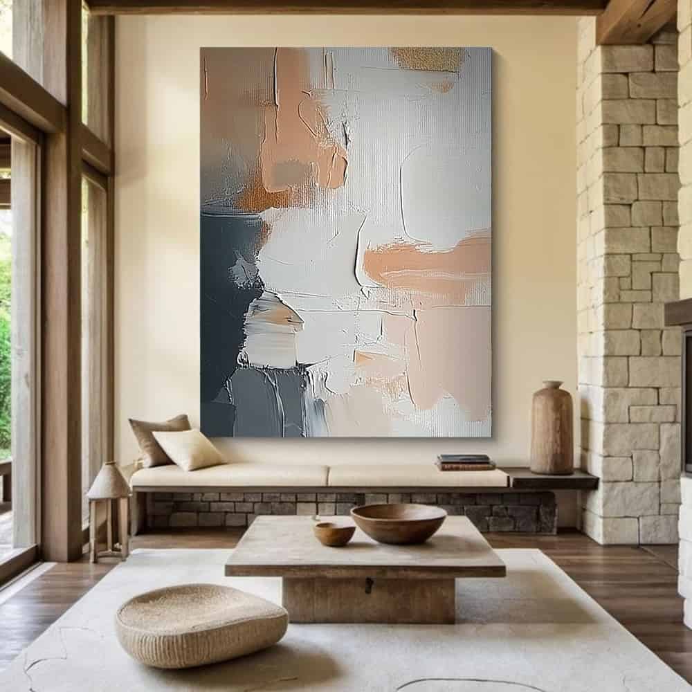 TRANSITIONAL ART "STONE AND PETAL"