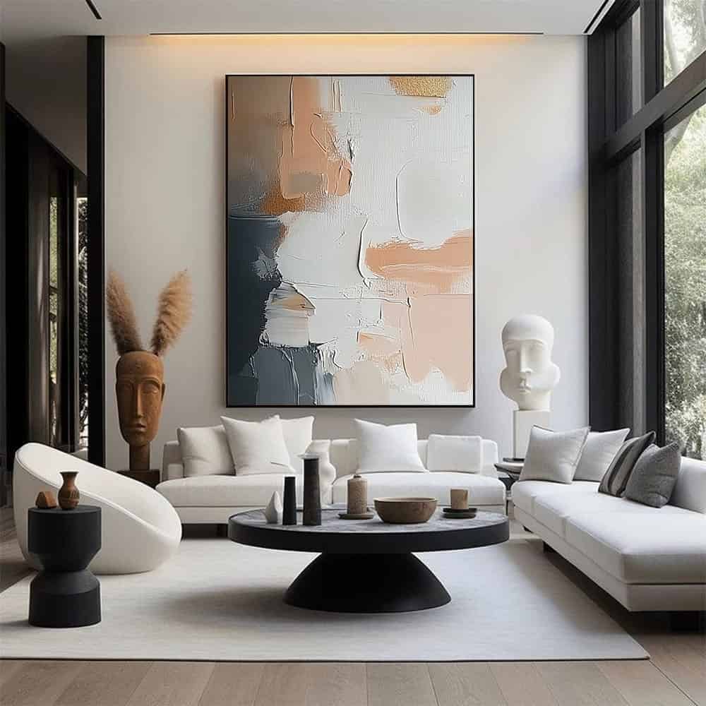 TRANSITIONAL ART "STONE AND PETAL"